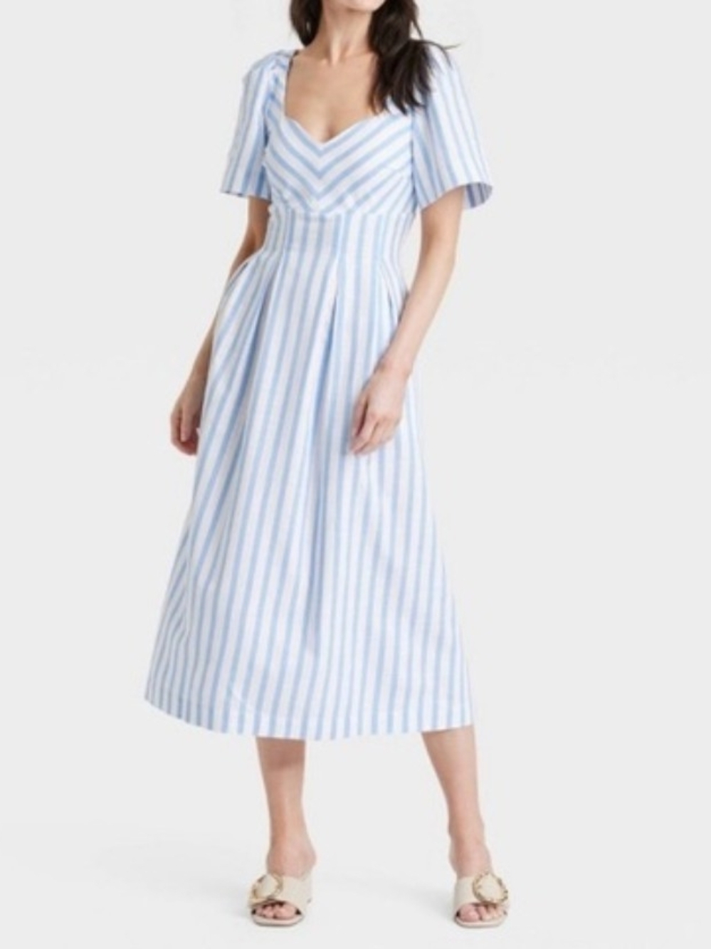 NWT! a new day Light Blue and White Striped Midi Dress